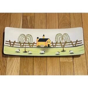 Handpainted Wooden Bowl Country Life Hanging Wall Decor Home Decor rustic retro